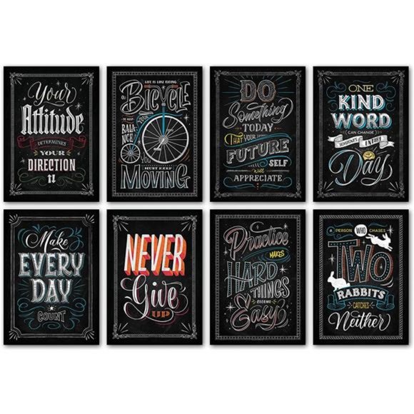 16 Inspirational Classroom Posters - Chalkboard Motivational Quotes 13 x 19